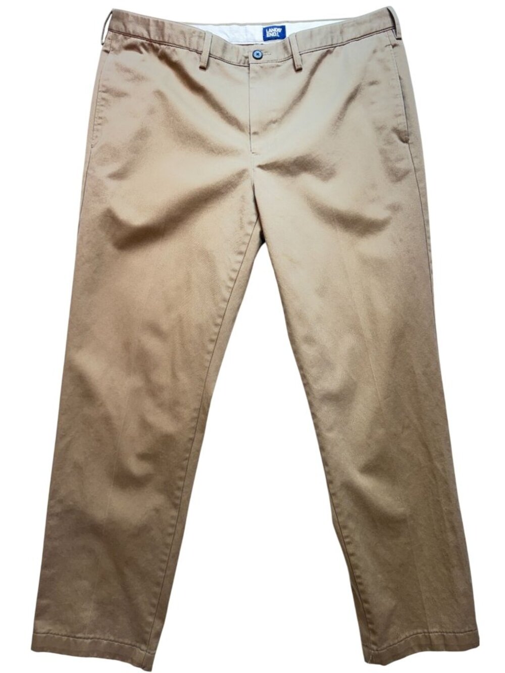 Lands' End Men's Traditional Fit Chino Pants Flat Front Size 40 Khaki Solid